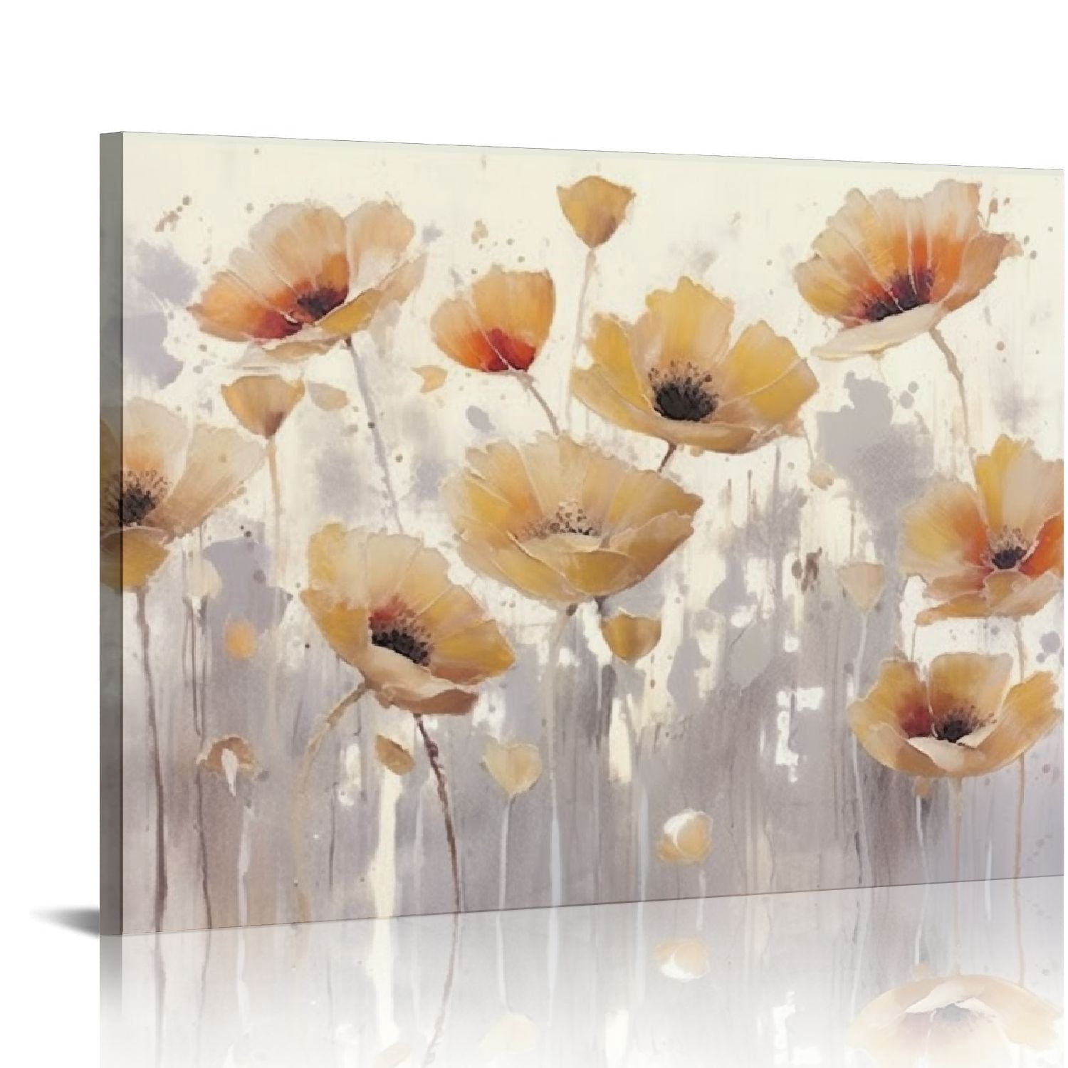 Nawypu Poppy Flower Canvas Wall Art: Floral Picture Blossom Wildflower ...
