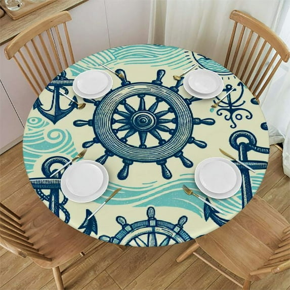 Nawypu Poppy Flower Elastic Fitted Edged Round Tablecloth Fade Resistant Anti-Shrink Table Cloth Washable Table Cover for Indoor or Outdoor and Anywhere You Wanna use it