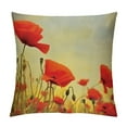 thumbnail image 1 of Nawypu  Poppy Flower Throw Pillow Cushion Cover, Flower and Buds on Ambient, Decorative Square Accent Pillow Case,Pale Brown Vermilion, 1 of 5