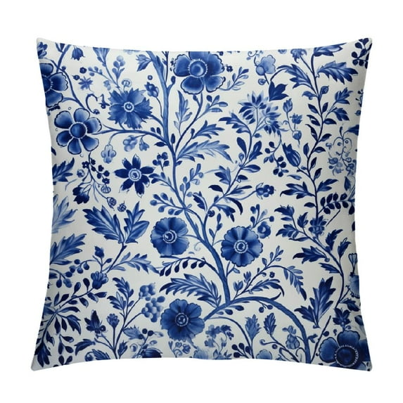 Nawypu Porcelain Throw Pillow Covers Set of Classic Chinoiserie Blue and White with Striped Pattern Pillowcases,Decorative Lumbar Cushion Covers for Couch Bed Car,