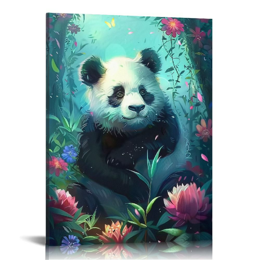 Nawypu Poster Bedroom Wall Art Canvas -painted Cute Panda Suitable for ...