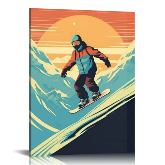 Nawypu Premium Vector Flying Snowboarding Vintage Poster Wall Art Paintings Canvas Wall Decor Home Decor Living Room Decor Aesthetic 16x20 inch