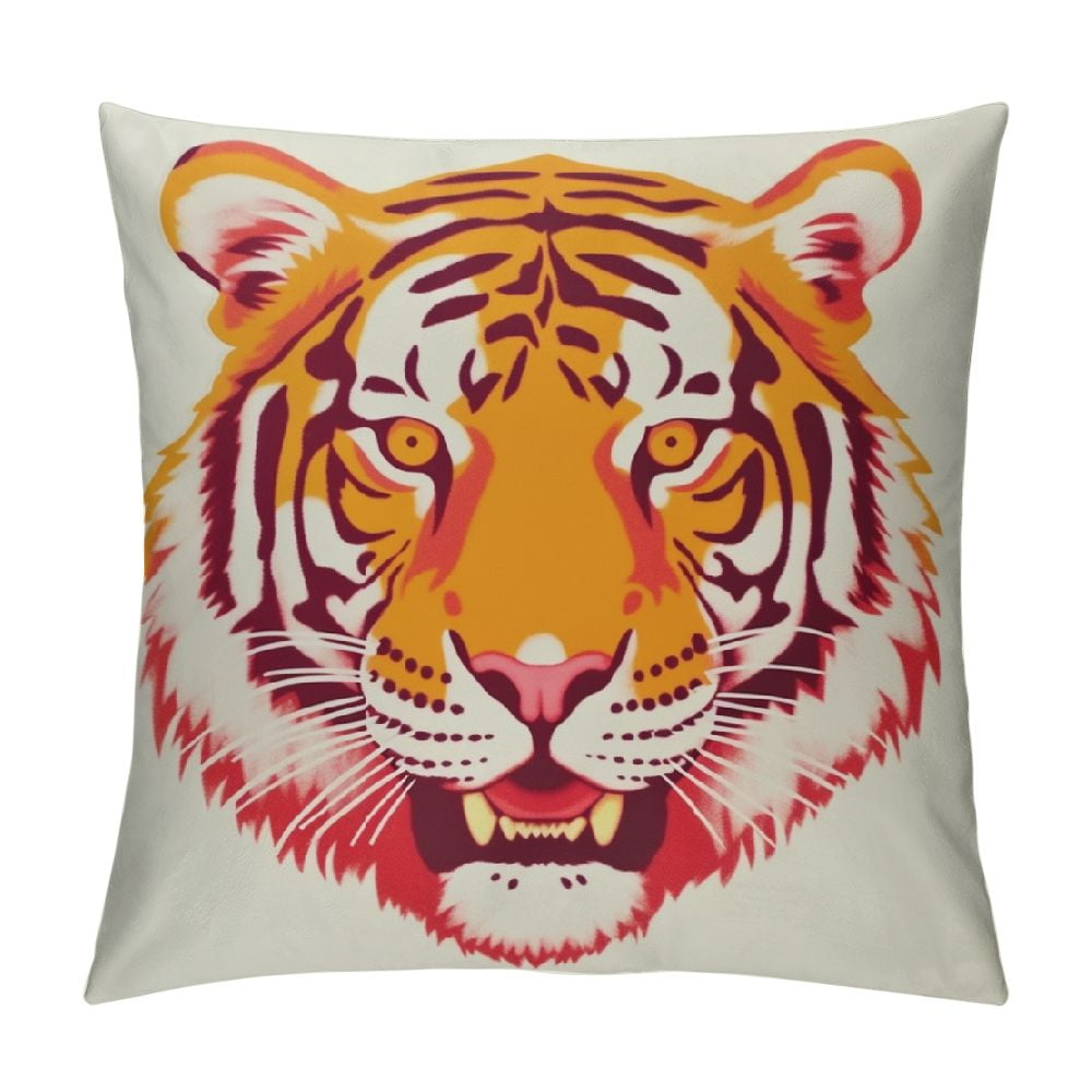 Nawypu Preppy Pillow Covers, Tiger Throw Pillow Covers Pink and Orange Preppy Pillow Cases, Dorm