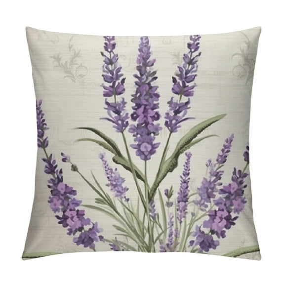 WERPE Pretty Purple Lavender Throw Pillow Covers Flowers-Themed Pillow Cushion Cases with Zipper, Modern Decorative Pillow Cases for Girls Women Sofa Couch Bedroom Living Room Car