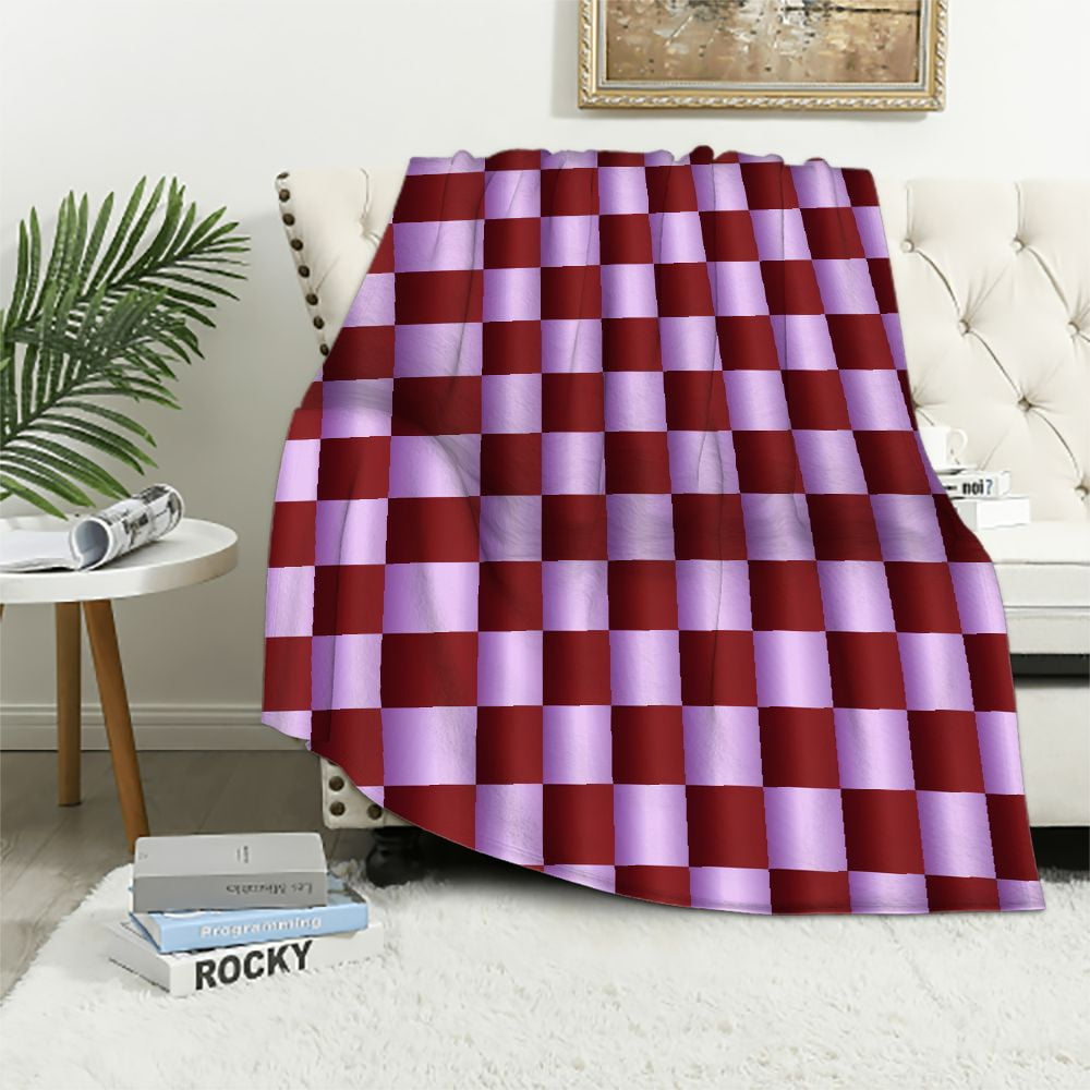 Nawypu Purple Buffalo Plaid Throw Blanket Soft Blanket Purple Checkered