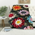 thumbnail image 1 of Nawypu RISEON Handmade Granny Square Crochet Throw Blanket Sweater Style Mat, Crochet Quilt, Multicolor Boho Travel Accent Decor Throw for Sofa Comforter Couch Bed Recliner Living Room Bedroom, 1 of 6