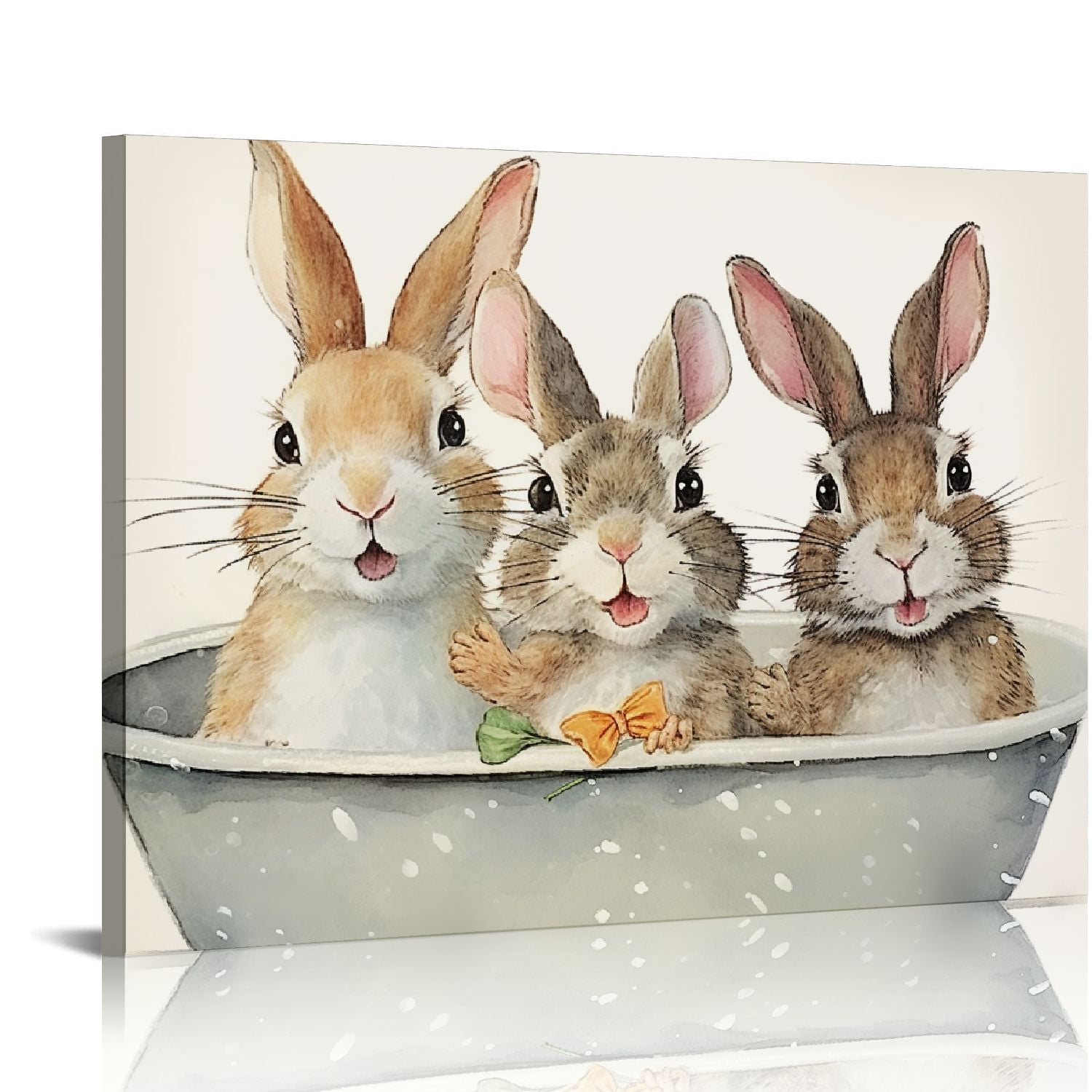 Nawypu Rabbit Bathroom Wall Art Funny Bathtub Pictures Wall Decor Bunny