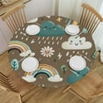thumbnail image 1 of Nawypu Rainbow Clouds Round Fitted Tablecloth Elastic Edge Waterproof Oil-Proof Table Cover Stain-Resistant Table Cloth Fits Round Tables, 1 of 7