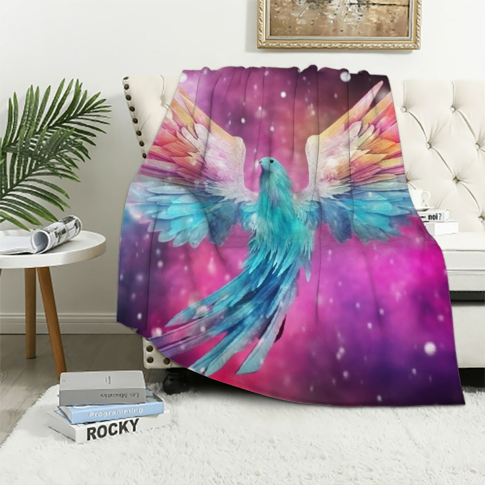 Nawypu Rainbow Colorful Wings Throw Blanket for Couch Watercolor