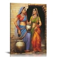 thumbnail image 1 of Nawypu Rajasthani Two Indian Village Women Lady Aesthetic Poster Home Decor Canvas Painting HD Picture Bedroom Living Room Decor Wall Art Framed, 1 of 4