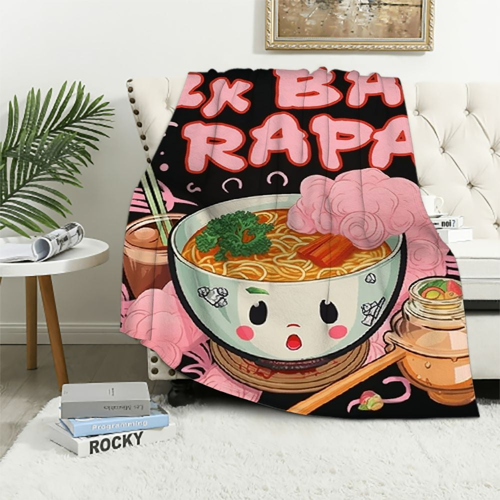 Nawypu Ramen Blanket I Just Really Like Ramen and Boba Blankets Soft Lightweight Anime Ramen