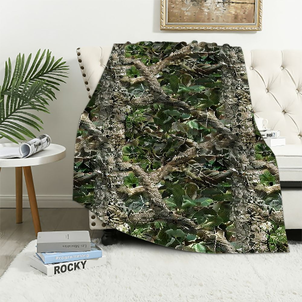 Nawypu Realtree Silk Touch Sherpa Throw Blanket, Realtree Xtra