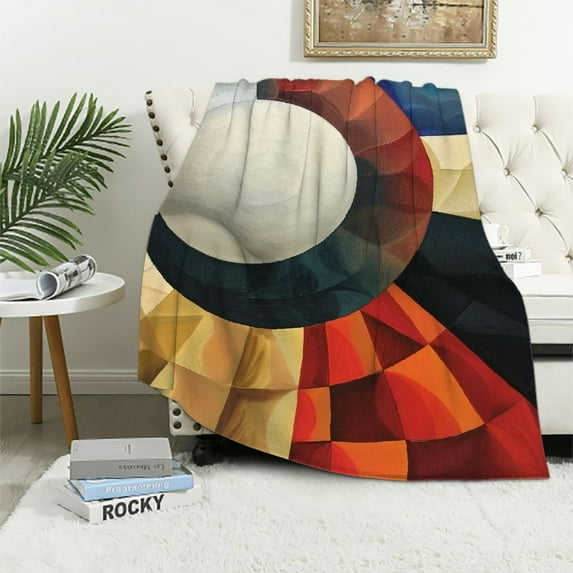 Nawypu Red Abstract Art Style Blanket Soft Flannel Colorful Decorative Throw Blanket Holiday Square Birthday Blanket for Easter Gifts Home Couch Sofa Bed Room Blanket
