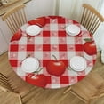 thumbnail image 1 of Nawypu Red Apples Buffallo Plaid Round Tablecloth Fresh Fruits Check Circular Table Cloths Cover Washable Polyester Tabletop Runner for Kitchen Party Picnic Dining Decor, 1 of 7