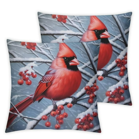 Nawypu Red Bird Pillow Covers Soft Crystal Decorative Cushion Covers Square Throw Pillow Covers Home Decor for Sofa,2PCS