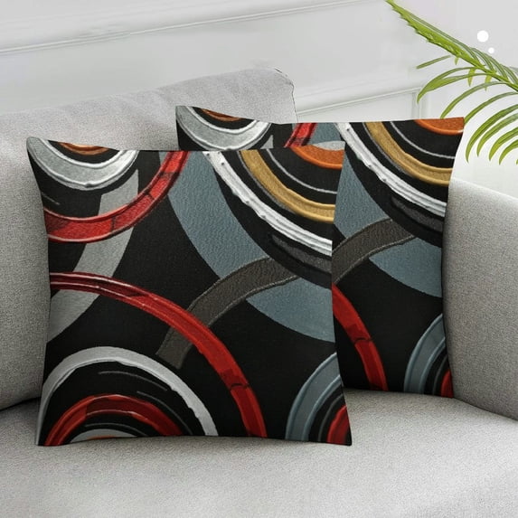 Nawypu Red and Black Throw Pillow Covers ,Grey Modern Abstract Pillowcases,Gray Geometric Circle Pattern Decor for Sofa Couch Living Room Bedroom Home Outdoor