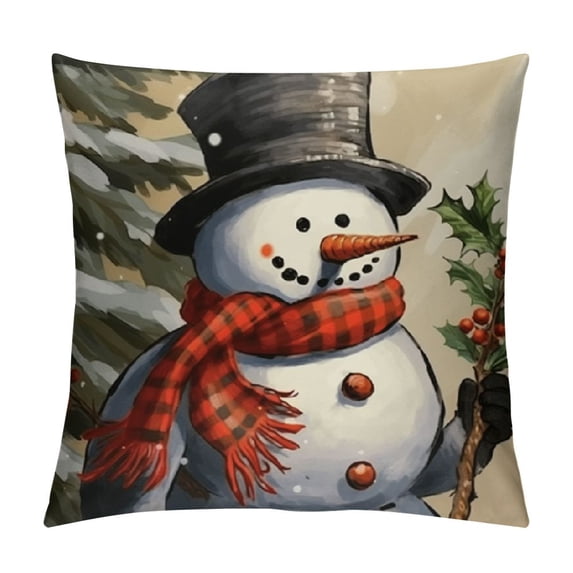 Nawypu Red Christmas Pillow Covers Farmhouse Christmas Decorations Snowman Wreath Santa Claus Tree Merry Christmas Holly Jolly Winter Holiday Decor Throw Cushion Case for Home Couch