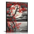 thumbnail image 1 of Nawypu  Red Flower Tree Wall Art for Bedroom Cherry Blossom Tree in Full Moon Night Landscape Canvas Prints Artwork for Home Wall Decoration Ready to Hang Vertical, 1 of 5