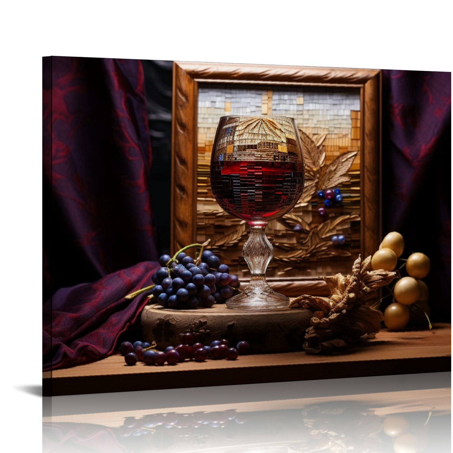 Nawypu Red Grape Wine Wall Art Still Life Poster Fruit Goblet Canvas ...