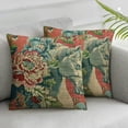 thumbnail image 1 of Nawypu Red and Green Flowers Chinoiserie Pillow Covers 2 Packs Flowers Throw Pillowcase Decorative Spring Cushion Cover for Patio Sofa Bedroom Indoor Outdoor Party, 1 of 6