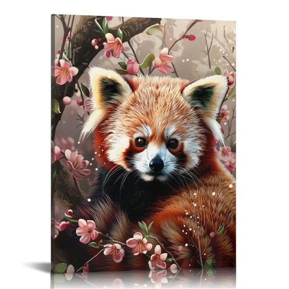Awypu Red Panda Print, Red Panda Wall Decor, Red Panda Print on Canvas, Watercolor Red Panda Print, Red Panda With Flowers, Animal Canvas Print, Art Wall Decor, Art
