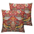 thumbnail image 1 of Nawypu Red Pimpernel Floral Lumbar Pillow Covers 2pcs Strawberry Yellow Orange Grey Flower Birds Decorative Pillow Cases Vintage Colorful Chinoiserie Cushion Case Home Decor for Sofa Couch, 1 of 6