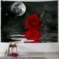thumbnail image 1 of Nawypu Red Rose Tapestry Rose Flower Under Moon Black Starry Sky Reflection on Water Blossom Floral Romantic Home Decor Wall Hanging Art for Living Room Bedroom Dorm, 1 of 6