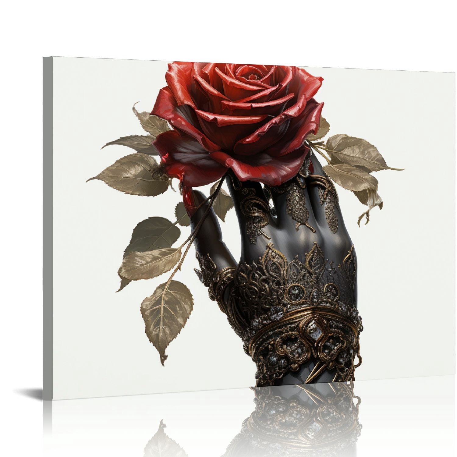 Nawypu Red Rose Wine Glasses Wall Art Canvas Decor for Bedroom Decor ...