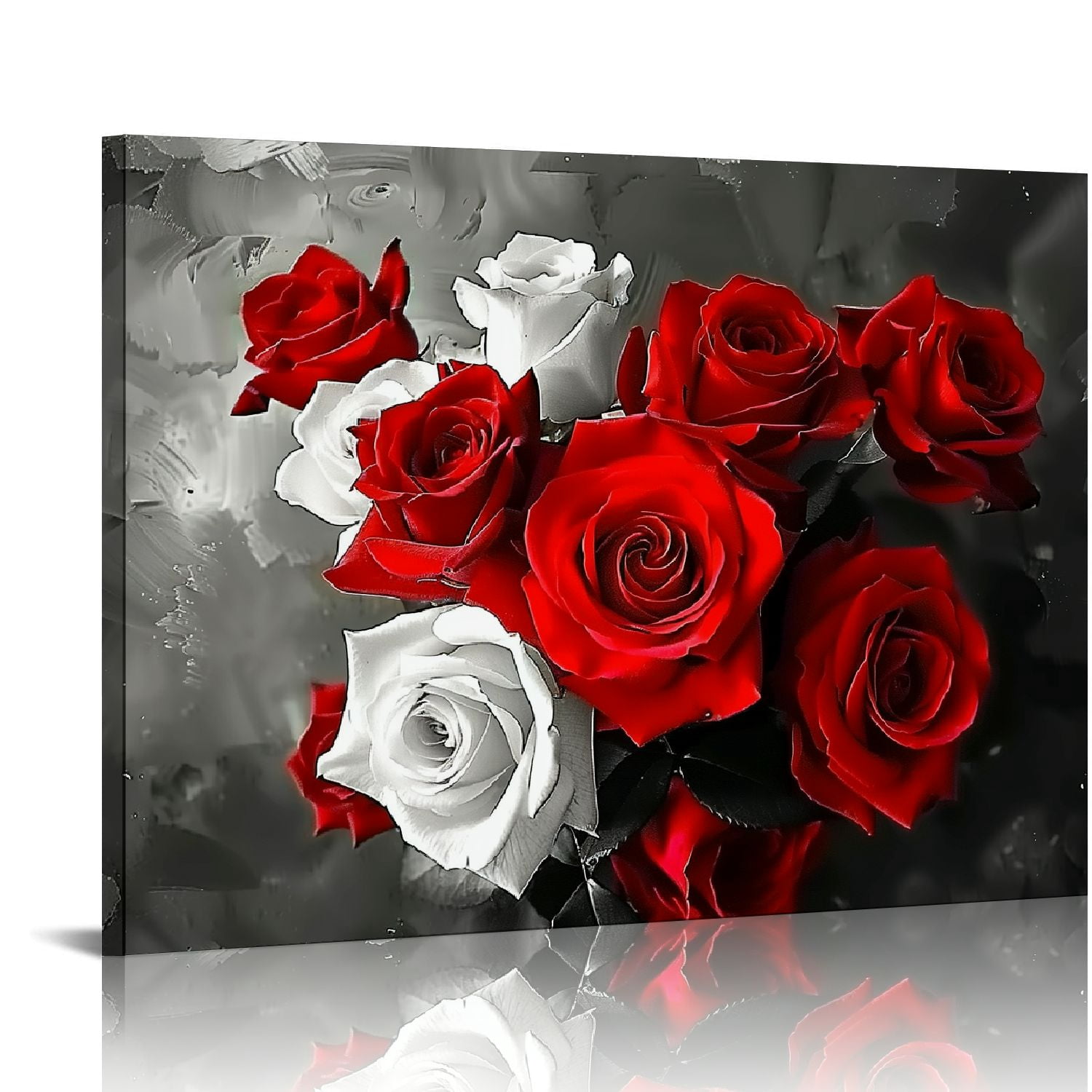 Nawypu Red Roses Flower On Black And White Canvas Wall Art Giclee Print ...
