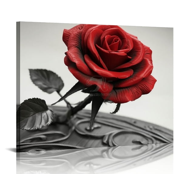 Nawypu Red Wall Decor for Bedroom Red Bathroom Accessories Black and White Canvas Wall Art Rose Pictures for Living Room Home Decorations Flower Painting Couples Bedroom Kitchen Modern Artwork