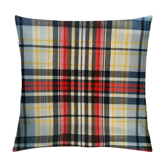 Nawypu Red White Plaid Decorative Pillow Covers, Colorful Scottish Tartan Plaid Double Sided Throw Pillow Covers Sofa Cushion Cover Square