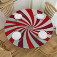 thumbnail image 1 of Nawypu Red and White Round Table Cloth Peppermint Swirl Candy Christmas Tablecloth Elastic Edge, 1 of 7