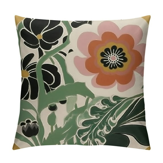 Nawypu Retro 70s Groovy Hippie Colorful Flowers Floral Blossom Reversible Throw Pillow Covers Decorate Home Living Room Girls Room, Spring Summer Cottagecore Pillowcase