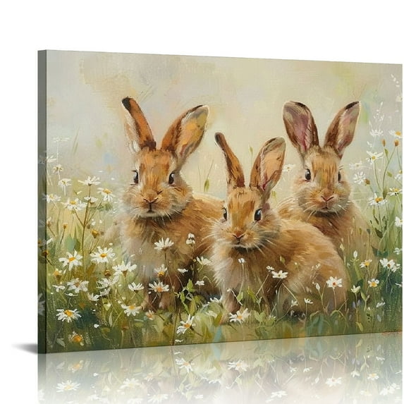 Nawypu Retro Art Three Rabbits Poster Printing Canvas Painting Living Room Wall Art Picture Home Decoration