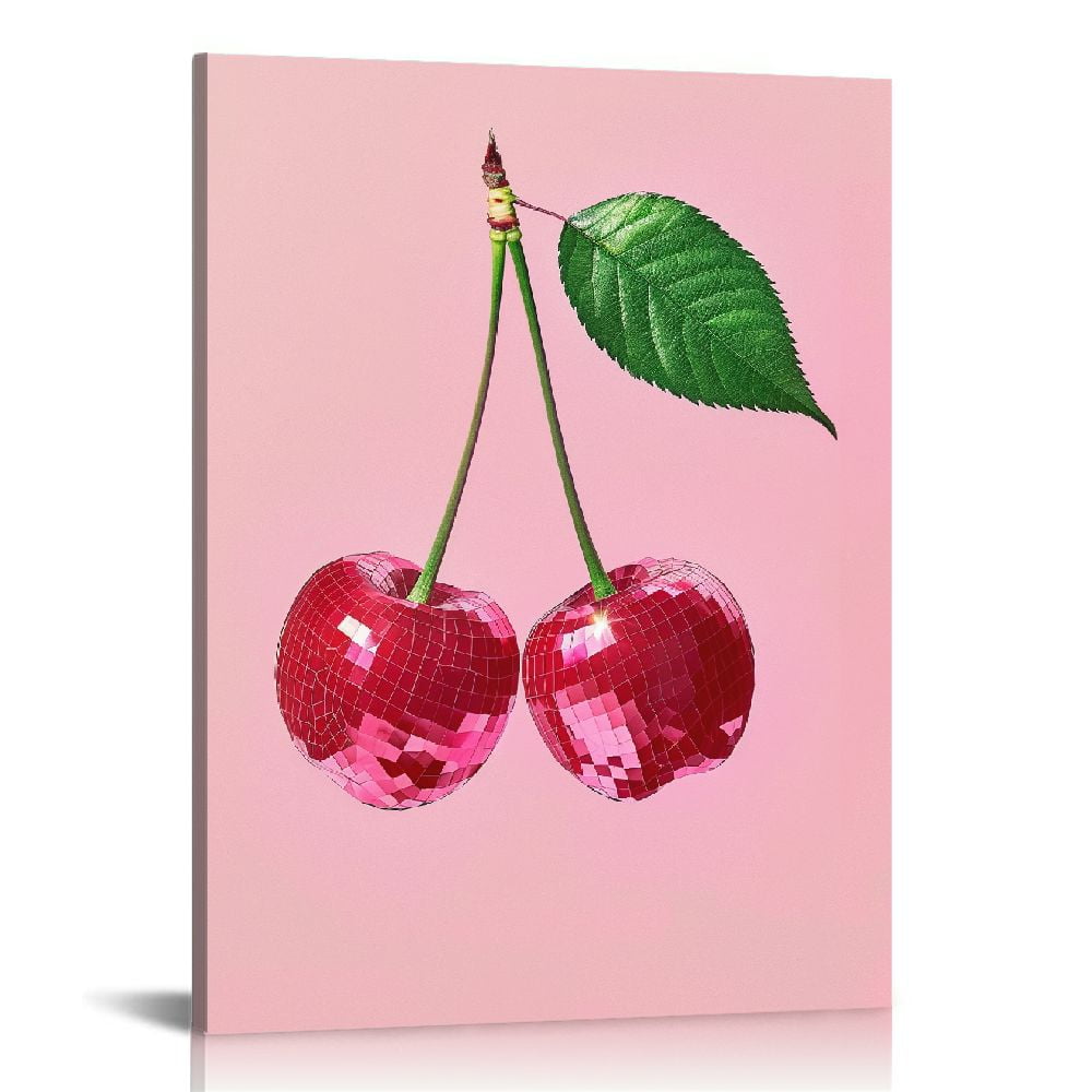 Nawypu Retro Disco Ball Decor Pink Cherries Poster Funny Trendy Wall ...