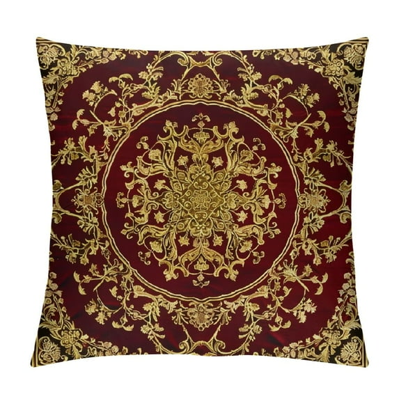 Awypu Retro Floral Throw Pillow;Covers Tribal Exotic Pillow Covers Boho Antique Fashion Retro Red Yellow Cushion Covers Persian Vintage Bohemian Fashion Cushion Cases For Women Men