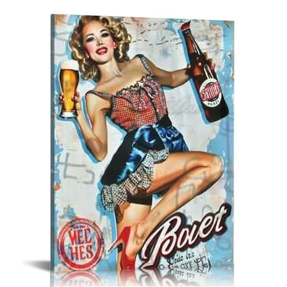 Nawypu  Retro Hooray Beer – Gift idea for beer fans, Vintage design for wall decoration