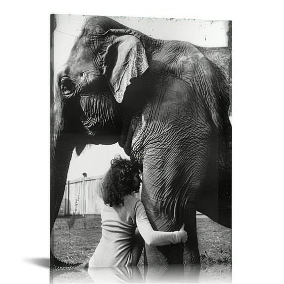 Nawypu Retro Sign Wall Decor Black And White Girl and Elephant Wall art Poster Modern Home Decor Art Poster Home Bar Shop Decorations Coffee Vintage Sign Gift