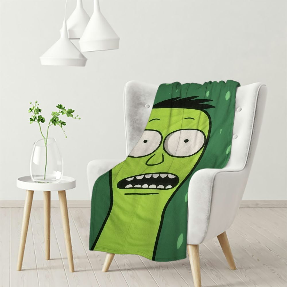 Rick and Morty Fleece deken super zachte deken gooi bed accessoires 150 x 130 bank gooien bed dekens geschenken voor hem (groen/zwart