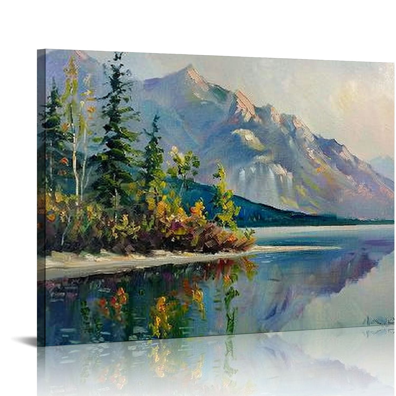 Nawypu Rocky Mountain Forest Landscape Blue Wall Art Decor Canvas For ...
