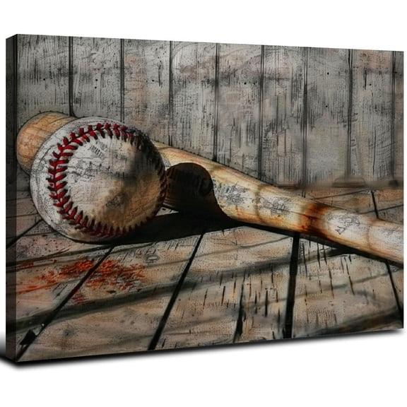 Nawypu Room Wall Art Baseball Sports Poster Abstract Art Painting Rustic Picture Bathroom Wall Decor Canvas Prints Framed Artwork for Living Room Office Sports Wall Decor