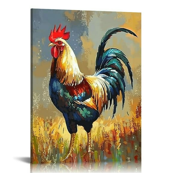 Nawypu  Rooster Kitchen Decor Chicken Wall Art Picture on Canvas Farmhouse Decorations for Home Framed