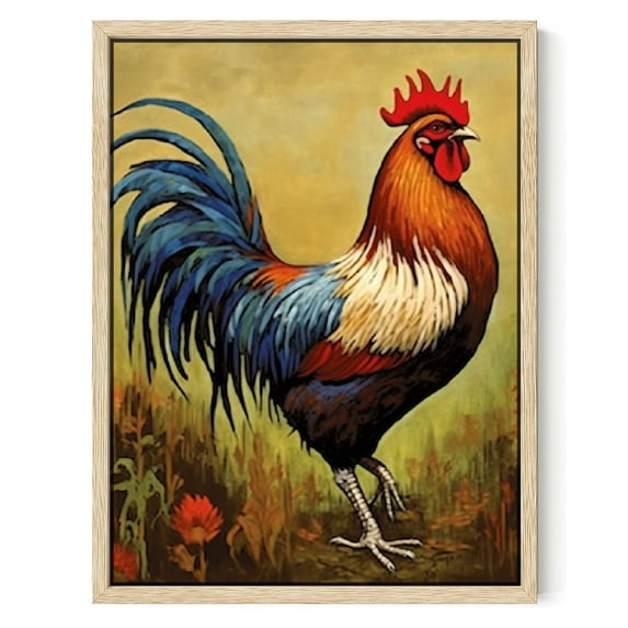 Nawypu Rooster Kitchen Decor Chicken Wall Art Picture on Canvas Farmhouse Decorations for Home Framed