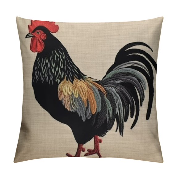 WERPE  Rooster Pillow Covers Farmhouse Throw Pillow Covers for Couch Bed Sofa Rustic Home Decor Vintage Decorative Square Pillow Cases Cushion Covers with Zipper