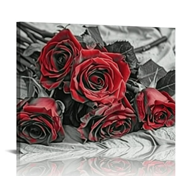 Nawypu Rose Canvas Wall Art Prints Black and White Floral Flower Painting Picture for Bedroom Farmhouse Kitchen Bathroom Wall Decor