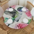 thumbnail image 1 of Nawypu Roses Magnolia Hummingbird Round Fitted Table Cloth with Elastic Edge Waterproof Vinyl Tablecloths Wipeable Circle Table Cover for  Round Table Indoor Outdoor Use, 1 of 7