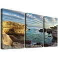 thumbnail image 1 of Nawypu   Rough Rocky Coast Under Blue Sky-Oversized Beach Canvas Artwork-12''x16''X3 Panels, 1 of 4