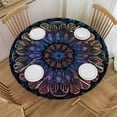 thumbnail image 1 of Nawypu  Round Edged Table Cover Printed Canvas Spill-Proof Oil-Proof Tablecloth Waterproof Table Cover for Dining Decorative (Mandala Modern Art Style), 1 of 7