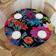 thumbnail image 1 of Nawypu Round Elastic Table Cover with Elastic Edge Flower Floral Asters Poppy Sunflower Round Elastic Table Cover Waterproof Spill ProofTable Cover for Kitchen Dining Room Patio Use, Washable, 1 of 7