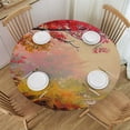 thumbnail image 1 of Nawypu Round Fabric Tablecloth Landscape Round Table Cover Dark Coral Green Table Cloth Cover Oil Proof Spill Proof Wipeable for Kitchen Dining, Party, Outdoor, 1 of 7